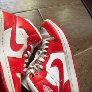 Red and White High-Top Sneakers